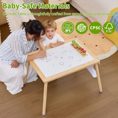 WOOD CITY Sensory Table for Toddlers Kids, Wooden Activity Table for Play Study Paper Roll Holder Indoor/Outdoor Montessori Play Sand and Water Table with Foldable Toys Storage Bins
