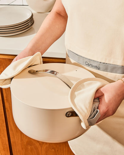 Caraway Pot Holders - 100% Organic Cotton Pot Holder - Double-Layer Stain Resistant Stitching - Resists High Heat & Low Cold Temperatures - Machine Washable - Perracotta