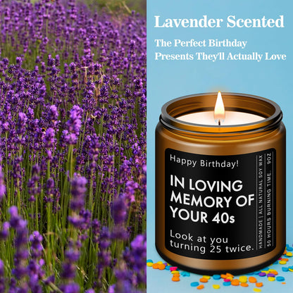 RIZOOCE 50th Birthday Gifts for Her Him, 50 Year Old Birthday Gifts - Funny & Unique Presents for Men & Women Born in 1976, Lavender Scented Candle, 7oz