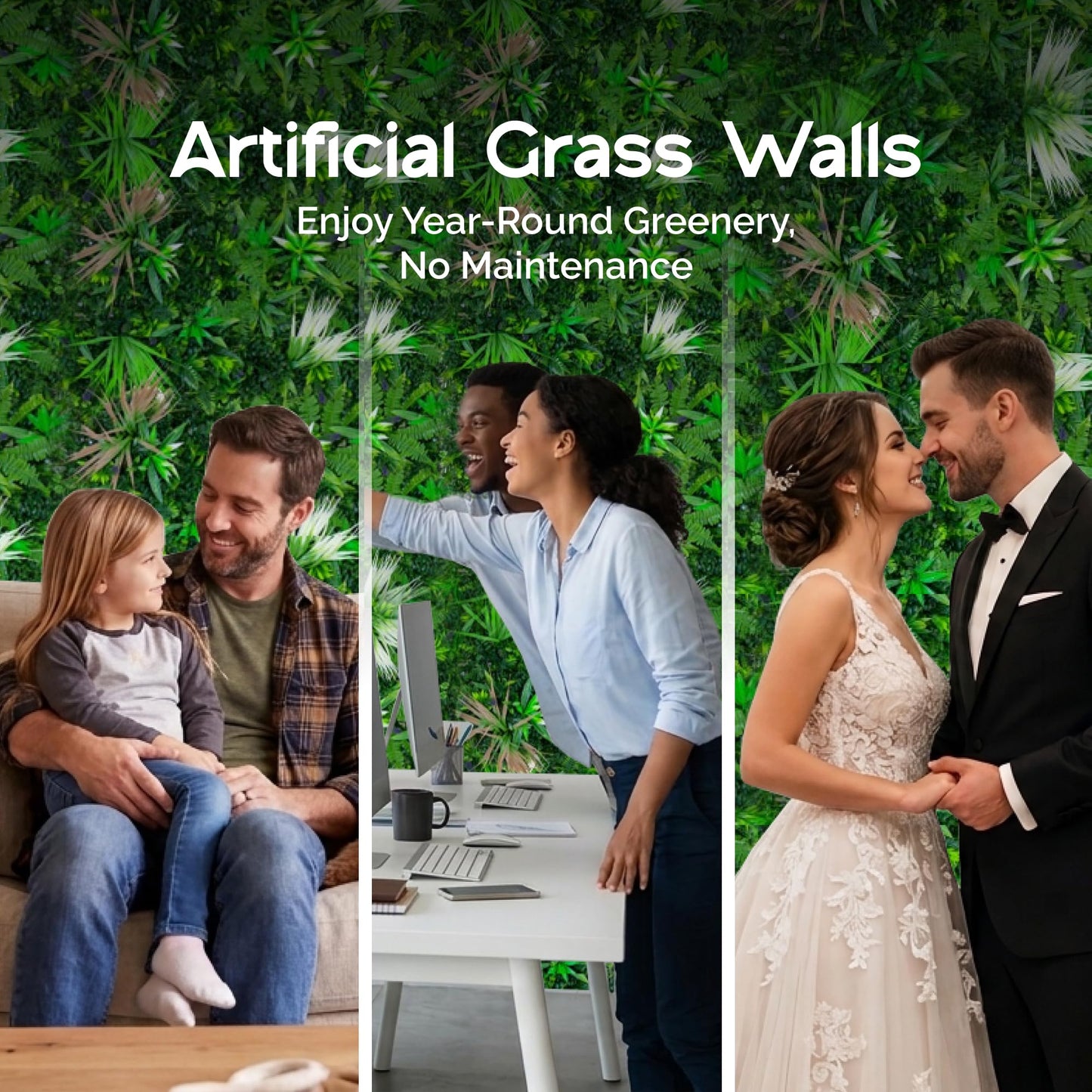 NatraHedge 20''X40'' Artificial Kauai Living Wall Grass Wall Decor, 5Pcs (28SqFt) Hedge Leaf Grass Panels for Indoor, Outdoor, Garden and Balcony Privacy Fence Screen