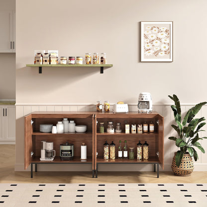 BVIUNTWO Set of 2 Accent Storage Cabinet with Doors and Adjustable Shelf,Freestanding Buffet Cabinet,Modern Sideboard Buffet Cabinet for Living Room,Dining Room,Kitchen, Hallway,Brown