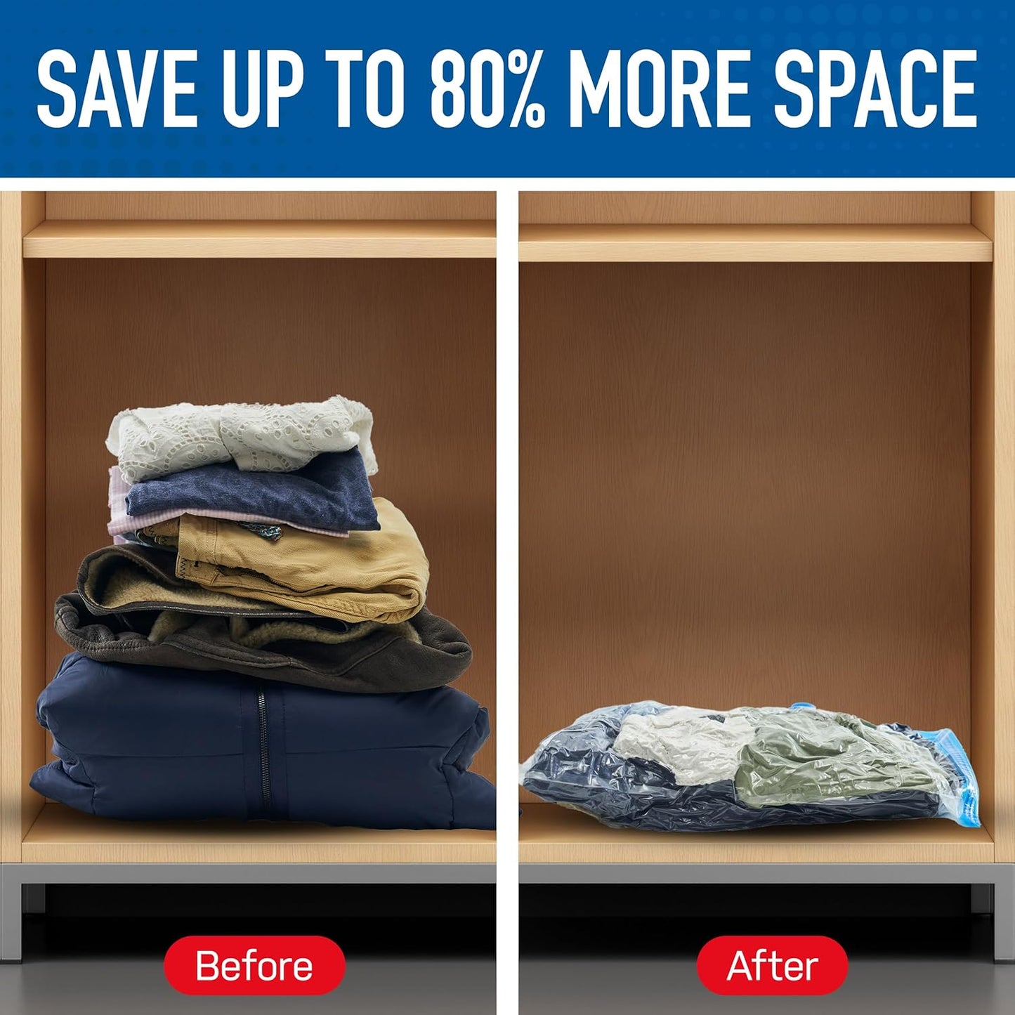 Spacesaver Variety 12pk Vacuum Storage Bags - Save 80% Clothes Storage Space, Compression Seal for Closet