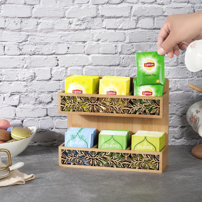 QILICHZ Tea Bag Holder - Wall Mounted Organizer for Tea Bags, Table or Wall Tea Holder