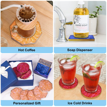 LET'S RESIN 18 Pcs Coaster Resin Molds Silicone with 3-in-1 Silicone Mat - 15.7" x 11.7" Nonstick & Nonslip Craft Mat, Heat-Resistant for Resin, Paint, Clay