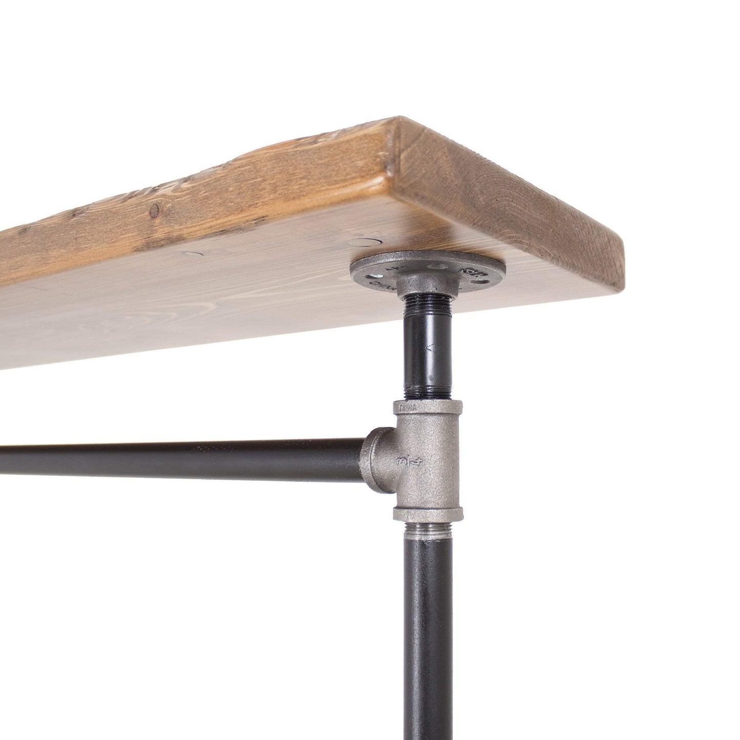 Industrial Pipe Clothing Rack with Wood Shelving by William Robert's Vintage