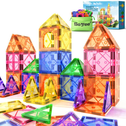 Magnetic Tiles Toddler Toys Magnetic Building Blocks for Kids Ages 3-12 STEM Educational Toys for Girls & Boys Sensory Play for Preschool Learning