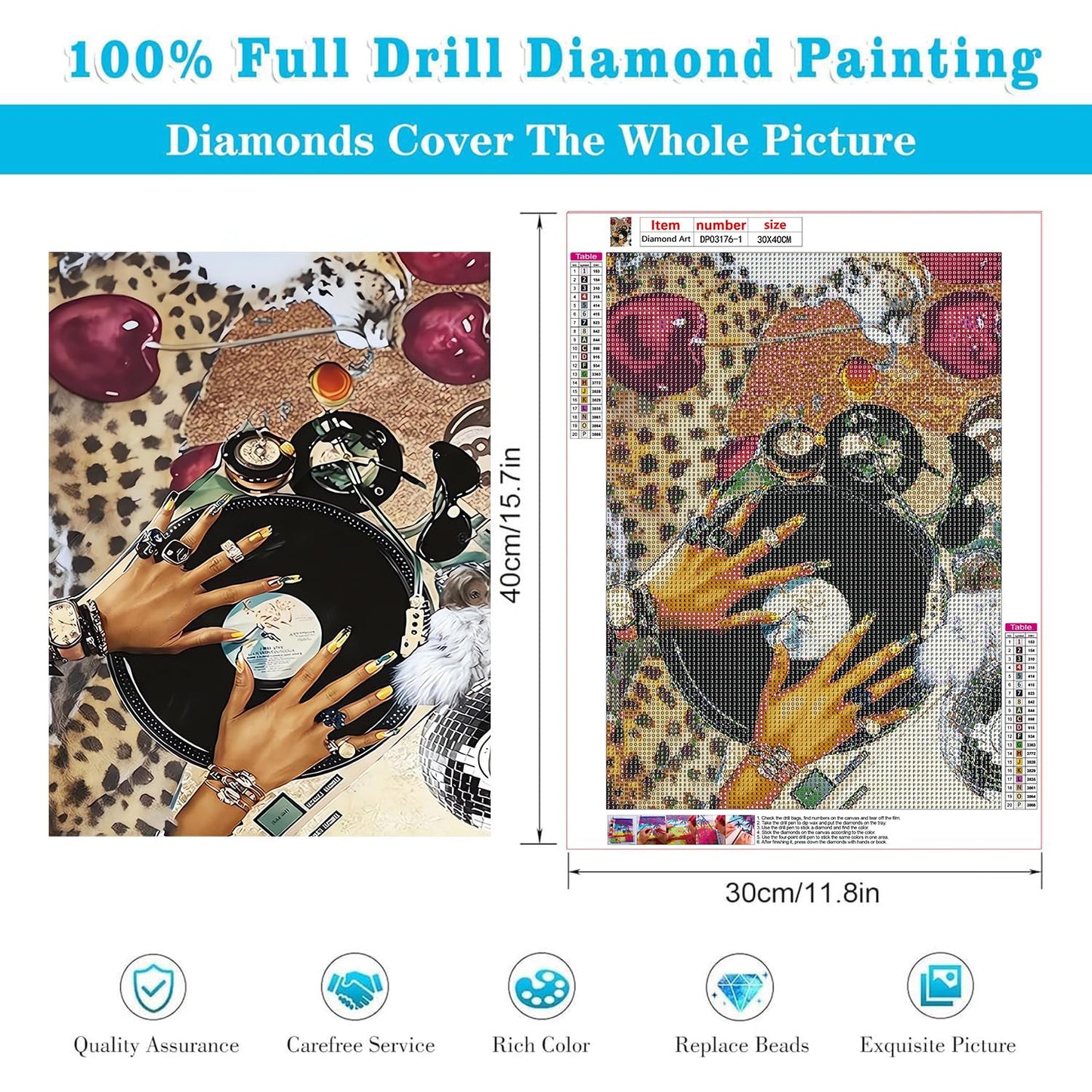 Diamond Art Kits for Adults Beginner, 4 Pack Fashion Leopard DIY Diamond Painting Kits 5D Diamond Dots Gem Art Crafts with Tools,Round Full Drill Funny Crafts for Home Wall Decor&Gift-12X16 inch