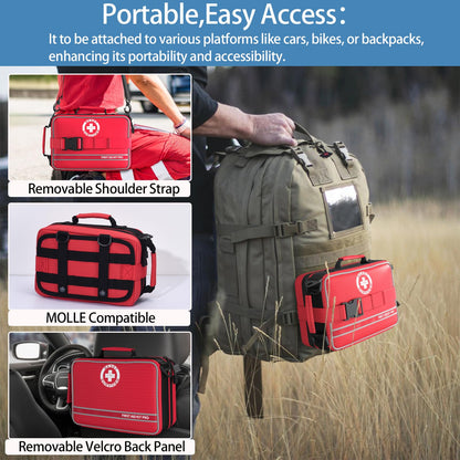 Comprehensive First Aid Kit, Premium Emergency Trauma Kits with Shoulder Strap for Car Camping Gear, Labelled Compartments Survival Kit, Home Essentials, Outdoor Emergency Medical Supplies -324 Piece