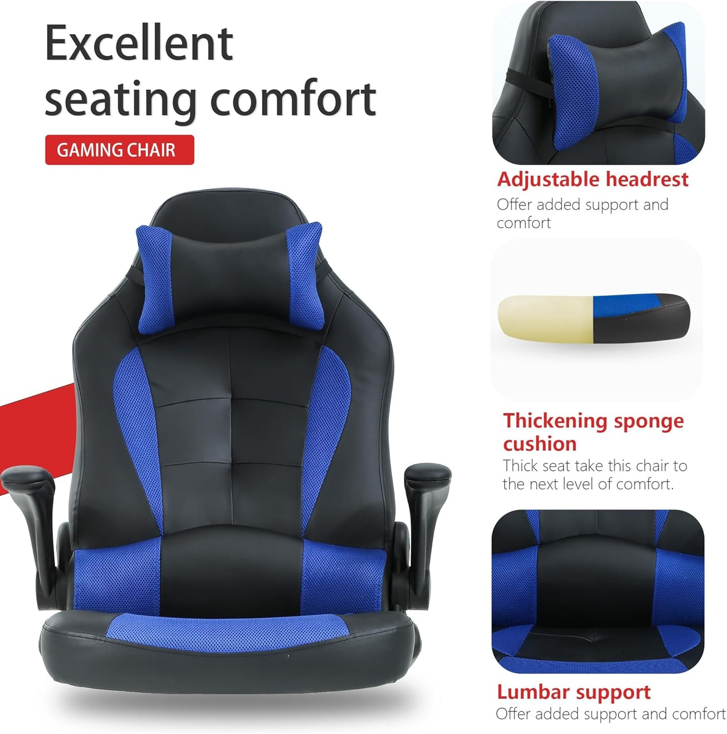 PayLessHere Gaming Chair Desk Chair Gamer Chair Ergonomic Office Chair with Lumbar Support Padded Up Arms Adjustable