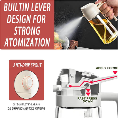 Argoeen 15.9oz Cooking-2 1 470ml-White Oil Sprayer for in Oil Dispenser and Oil Dispenser Bottle for Kitchen,Air Fryer