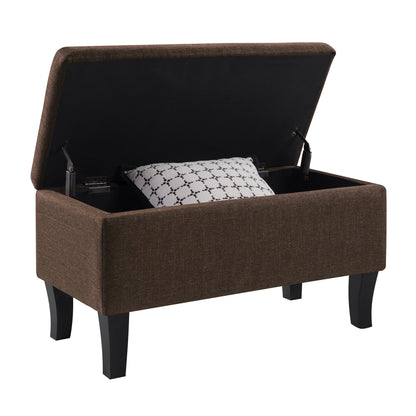 Convenience Concepts Designs4Comfort Winslow Storage Ottoman Bench 32" - Transitional Upholstered Footstool & Seat, for Living Room, Entryway, Hallway, & Bedroom, Medium Brown Fabric