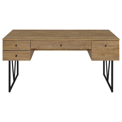 Coaster Home Furnishings - Analiese - Wood - 4-Drawer Writing Desk with Metal Legs, and V-Bracing Profile - Home Office - 63-Inch - Mango - 801851