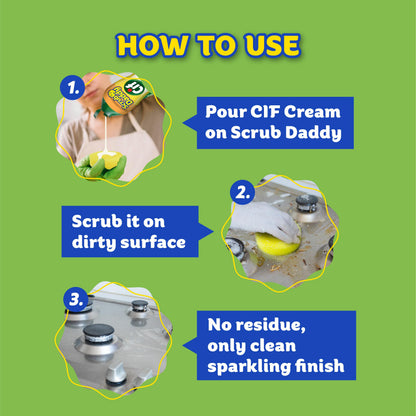 Scrub Daddy Sponges + Scrub Mommy + Cif All Purpose Cleaner, Original - Non Scratch Sponges for Kitchen + Bathroom - Scrubber and Multipurpose Cleaner Cream - Cleaning Supplies Kit
