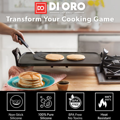 DI ORO - Chef Series FLEX Silicone Spatula 600ºF Heat-Resistant Flexible Silicone Rubber Turner Spatulas (3-Piece Set)