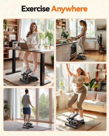 Niceday Steppers for Exercise, Stair Stepper with Resistance Bands, Mini Stepper with 300LBS Loading Capacity, Hydraulic Fitness Stepper with LCD Monitor