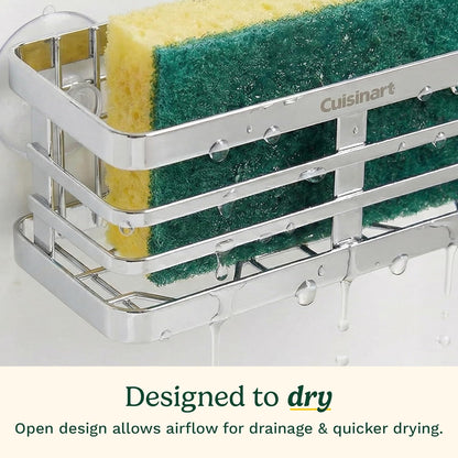 Cuisinart Sponge Holder for Kitchen SinkMetal Sink Caddy with Triple Suction Cups, Kitchen Sink Organizer, Organization