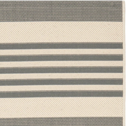 SAFAVIEH Courtyard Collection Accent Rug - 2' x 3'7", Grey & Bone, Stripe Design, Non-Shedding, Easy Care,