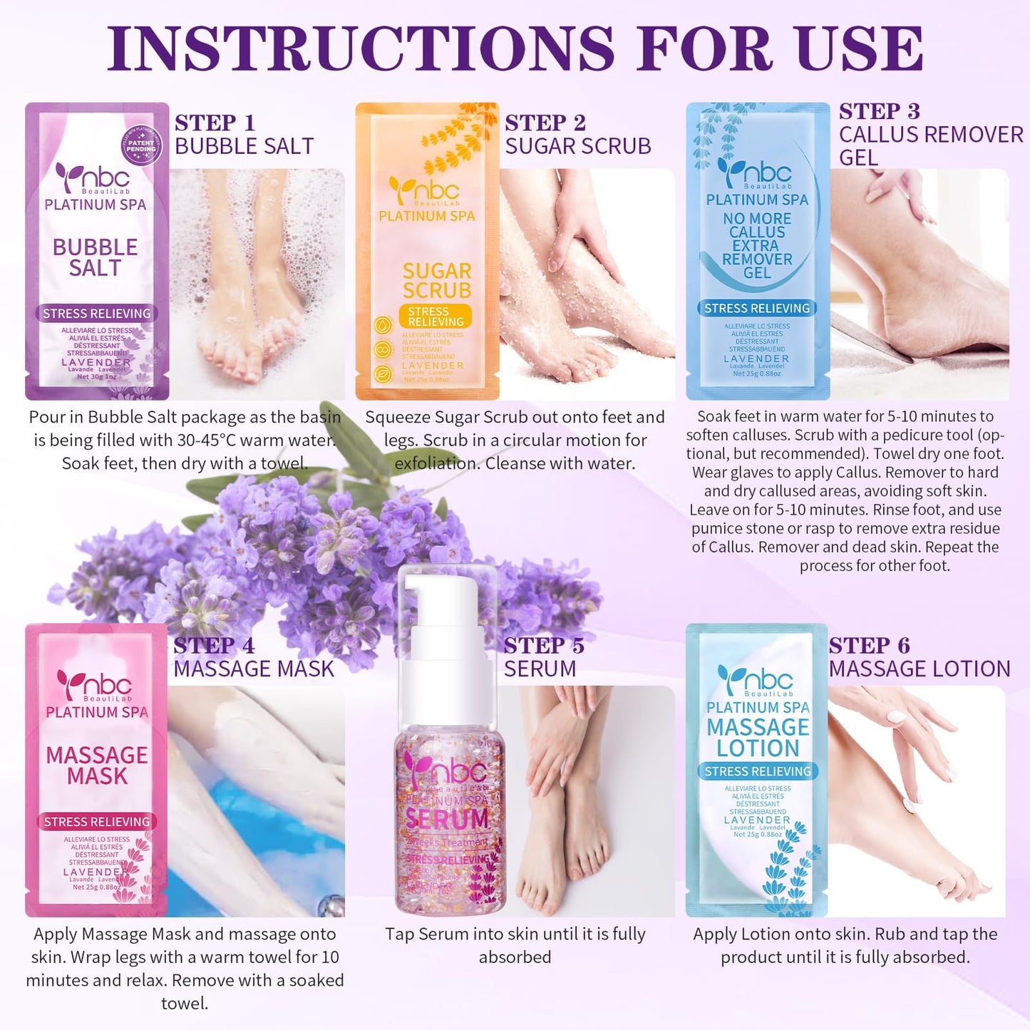 Pedicure Kit Foot Soak Set: Bubble Salt, Sugar Scrub, Massage Mask, Massage Lotion in a Box, 4 Step Foot Spa Kit for Dry Feet,Tired Feet（3 Set Tropical Fruit)