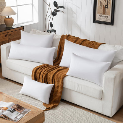 20x20 Decorative Throw Pillow Inserts-Down Feather Pillow Inserts-Square-Cotton Fabric-Set of 2-White.