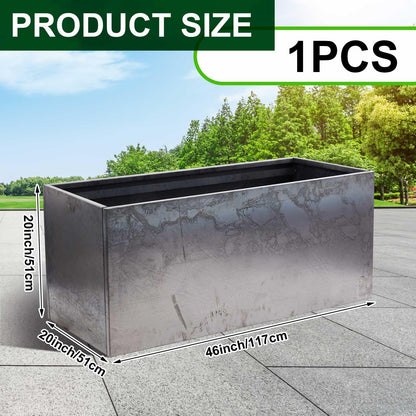 RimCereal Extra Large Steel Trough Planter Box for Outdoor 20" x 46" x 20" Heavy-Duty Raised Garden Bed for Tall Plants Privacy Screening & Modern Landscape Design Commercial