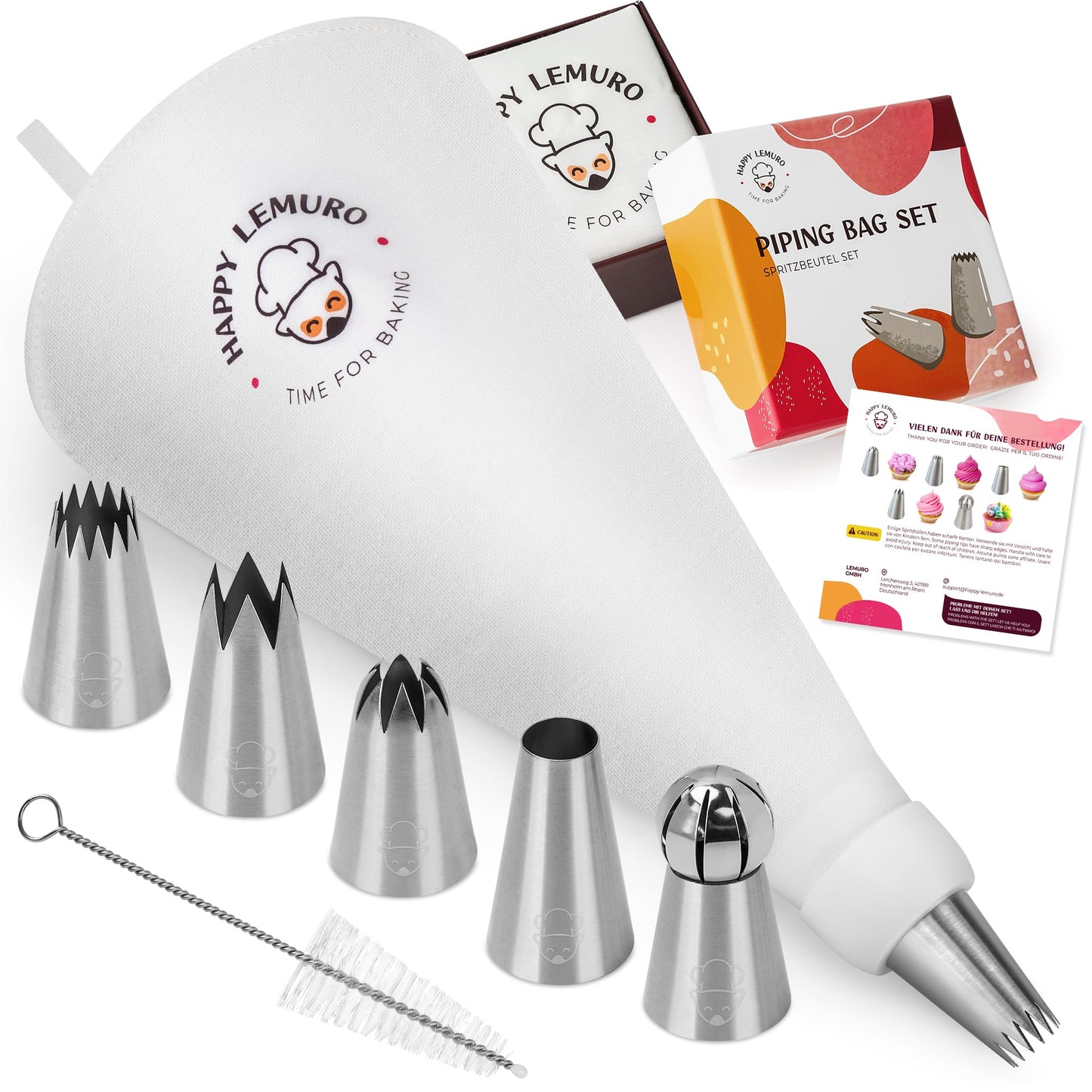 Large Piping Bags and Tips Set - XL Icing Tips - Large Piping Tips Set with Reusable Piping Bag (16 inch) - Decorating Tips for Cupcakes, Cakes, Cookies, Churros, Meringue, etc.