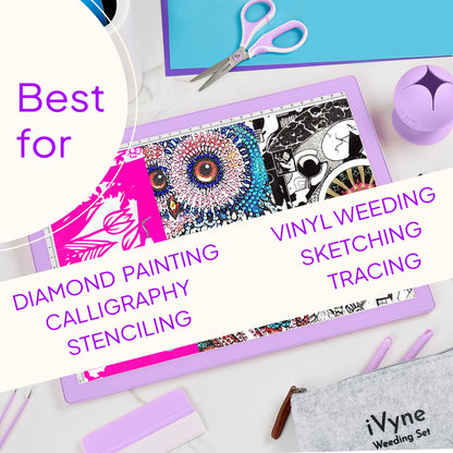 iVyne Corded Light Pad for Weeding Vinyl - A4 Light Box for Drawing - Light Board for Tracing - Light Box for Diamond Painting, Weeding Vinyl, Sketching, Tracing (Purple)