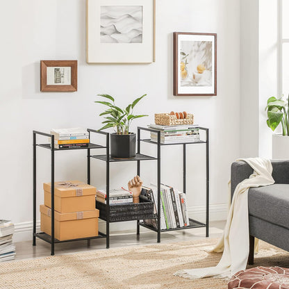 3-Tier UBSC33BK SONGMICS Storage Rack, Bathroom Shelf, Extendable Plant Stand with Adjustable Shelf, for Bathroom