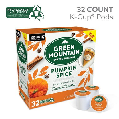 Green Mountain Coffee Roasters Pumpkin Spice K-Cup Pods - Light Roast, 32 Count (Pack of 2)