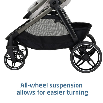 Maxi-Cosi Zelia Pro 5-in-1 Travel System with Mico Pro Infant Car Seat, Baby Stroller Combo, Reversible Seat, Large Wheels, Adjustable Handle, Newborn to Toddler, Lightweight, Classic Oat