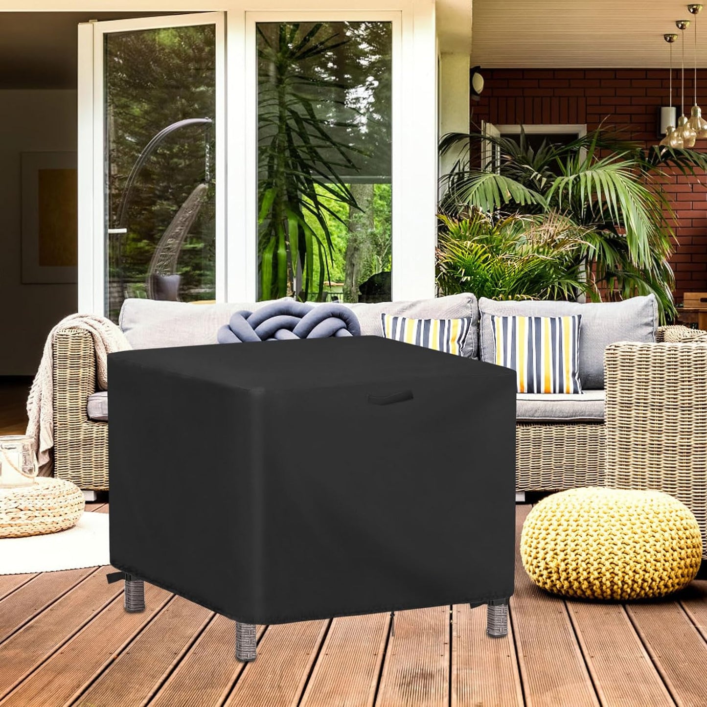 16 Inch, 16 16 17 Inch Patio Ottoman Cover Square Waterproof Outdoor Side Table Furniture Covers, Heavy Duty Outdoor
