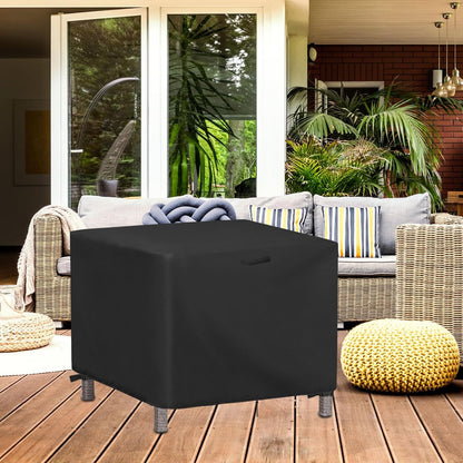 25 Inch 25 20 17 Inch Outdoor Ottoman Cover Rectangle, Waterproof Patio Ottoman Cover, Heavy Duty Outdoor Side Table