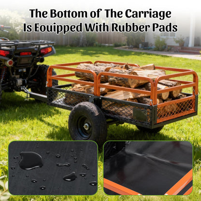 1500LBS Capacity 15 Cubic Feet Dump Cart Trailer, Heavy Duty Tow Behind Hauling Wagon with Dual Control Dumping for ATV UTV, Lawn Tractor and Garden Use