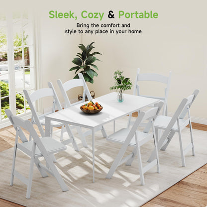 Real Relax White Resin Folding Chairs with Cushion - Comfortable Foldable Plastic Chair - Stackable Chairs with Padded Seats - Indoor/Outdoor Chairs for Events, 600lbs Capacity(10 Pack)