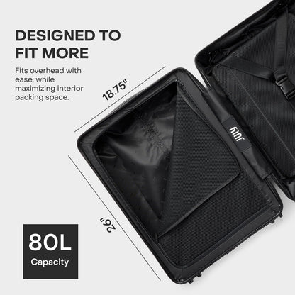 July Checked Expandable - 24.5" Airline Approved Check In Luggage with Wheels, Spinner Suitcase for Men & Women - TSA Lock Rolling Suitcase, Spinner Wheels, Expansion Zip, Y-Strap - Dark Brown