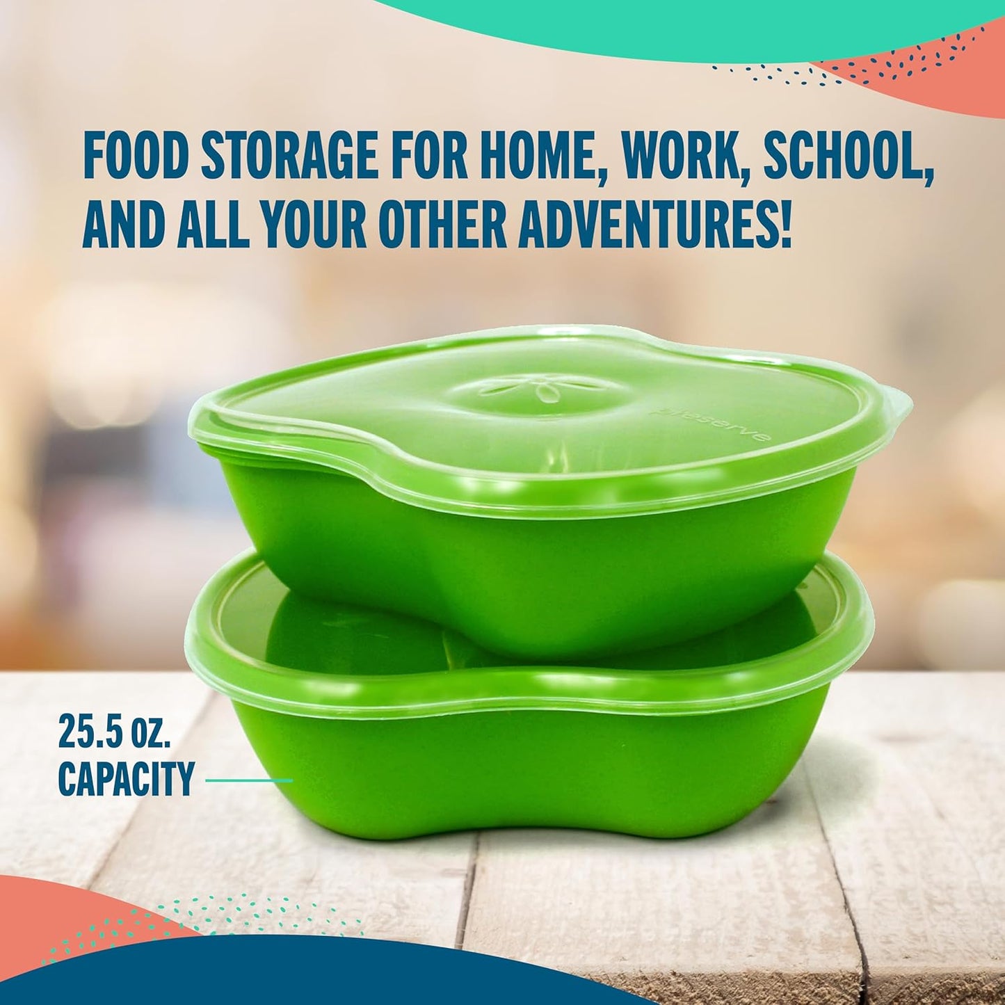 Preserve Dishwasher Safe Sandwich Food Storage Container, Set of 2, Apple Green, BPA Free, Made from Recycled Plastic