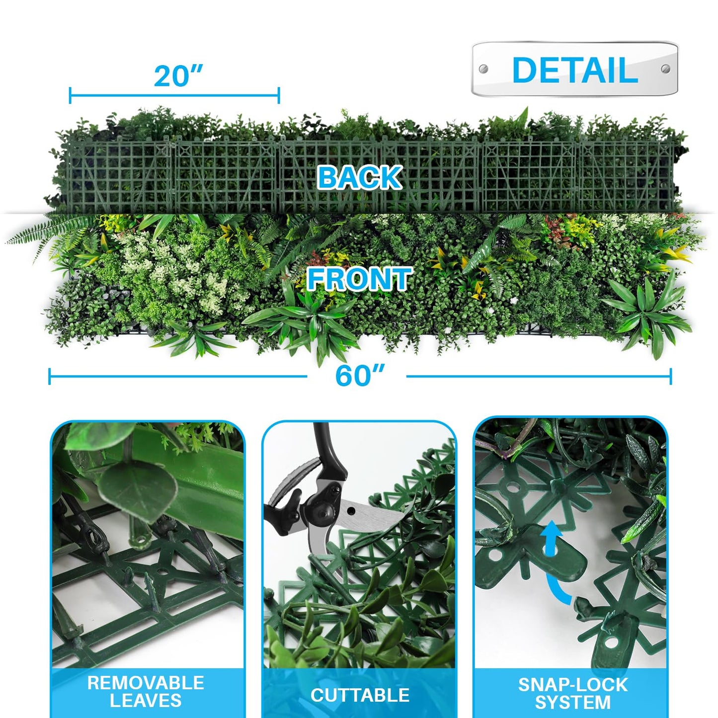 Patio Artificial Grass Wall Panels 20" x 20" (7Set-21Pc) Greenery Backdrop Faux Green Wall Flower Decor Fake Boxwood Panel for Interior Wedding Party Photo Background Outdoor Garden Fence