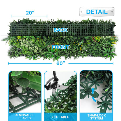 Patio Artificial Grass Wall Panels 20" x 20" (7Set-21Pc) Greenery Backdrop Faux Green Wall Flower Decor Fake Boxwood Panel for Interior Wedding Party Photo Background Outdoor Garden Fence