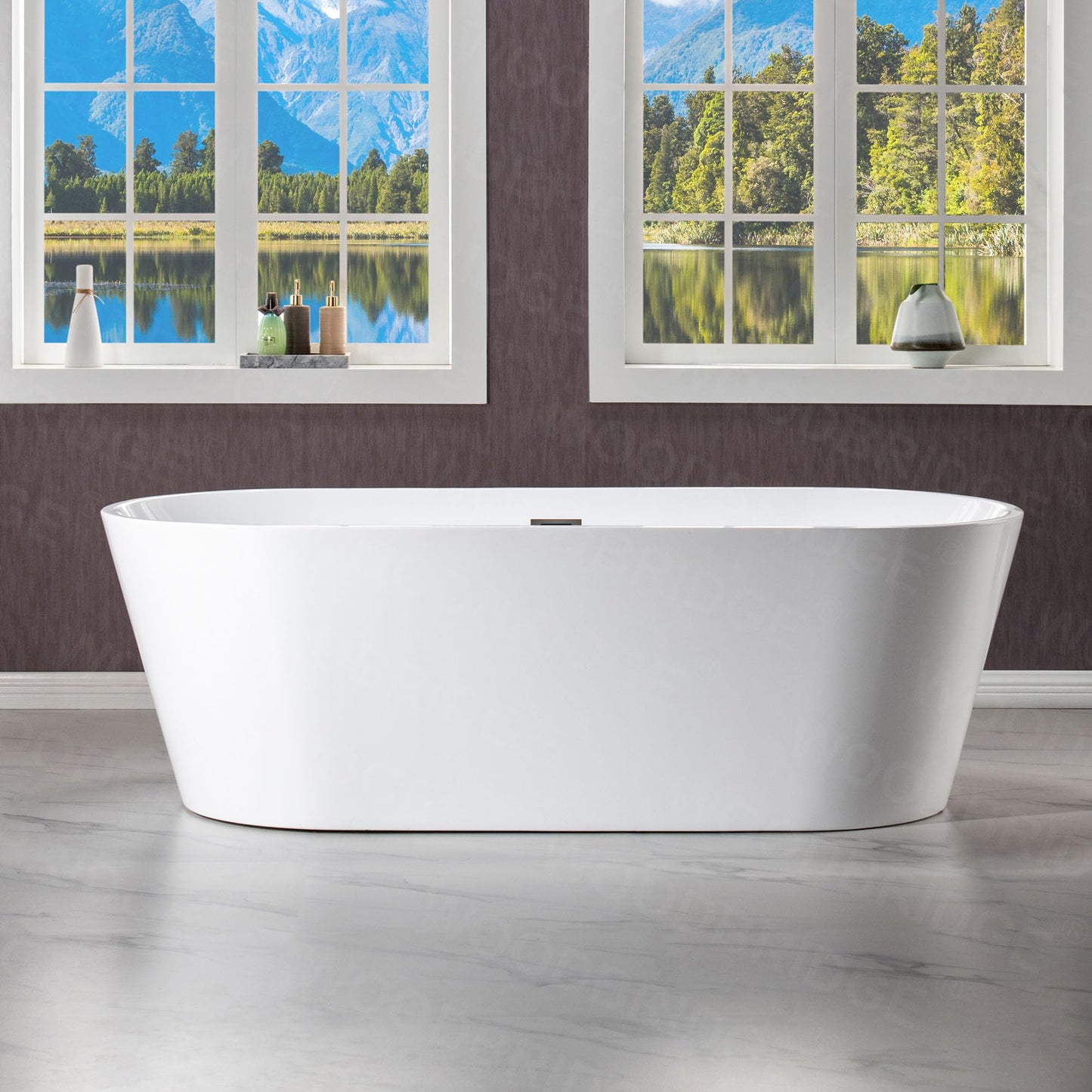WOODBRIDGE 71" Acrylic Freestanding Bathtub Contemporary Soaking White Tub with Oil-Rubbed Bronze Overflow and Drain,White,B1701 ORB