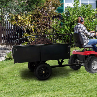 Heavy Duty Utility Dump Cart – 9000 Lbs Capacity, 15 Cu.ft Steel Trailer with Removable Sides, All-Terrain Wheels, Compatible with ATV/UTV/Lawn Tractor, Ideal for Garden, Yard, Hauling