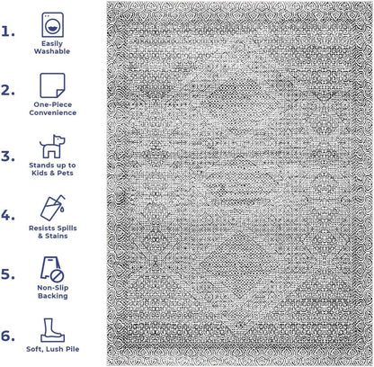 nuLOOM Abstract Tribal Accent Rug, 2' x 3', Grey, Machine Washable Rectangular Rug