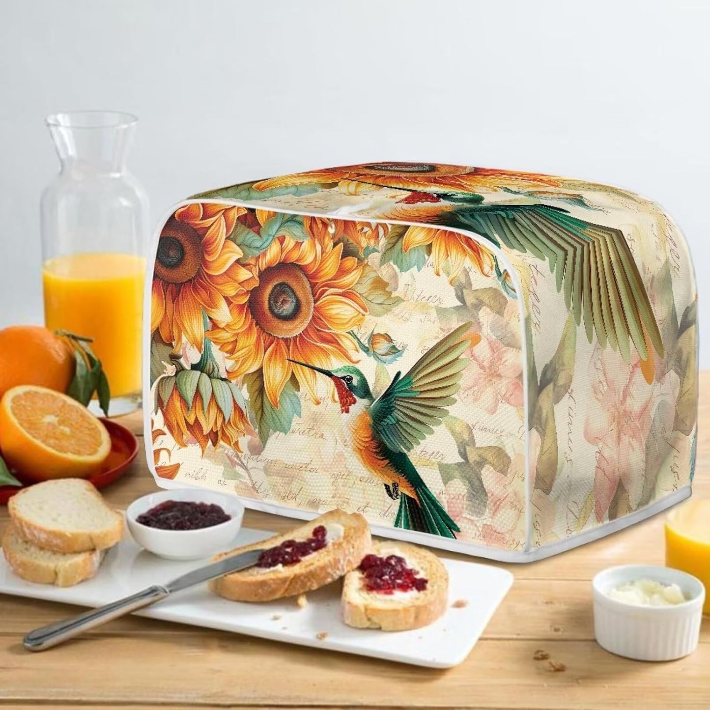 Sunflower Hummingbird 2 Slice Toaster Cover, Microwave Toaster Oven Cover with Top Hook