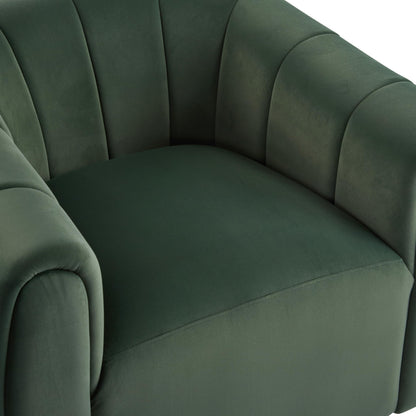Christopher Knight Home Monroe Velvet Swivel Club Chair,Armchair with 360-Degree Rotation,Upholstered Barrel Swivel Sofa Chair for Living Room/Bedroom,Tufted Back,Thick Cushion, Iron Base, Olive Green