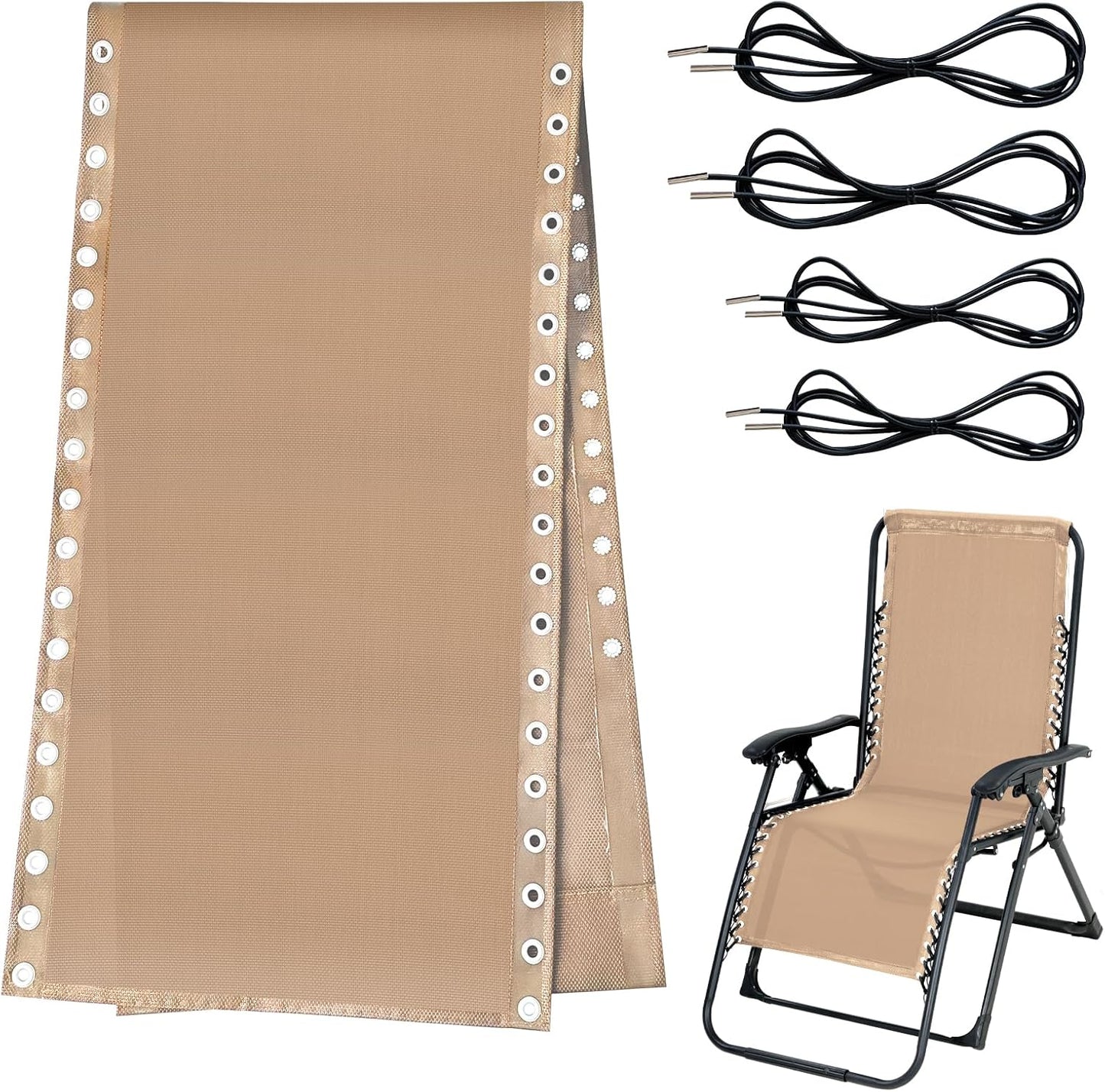 17" 63" Ostlttyn Zero Gravity Chair Replacement Fabric Kit, W x L Repair Cloth with Replacement Bungee Cord for Anti