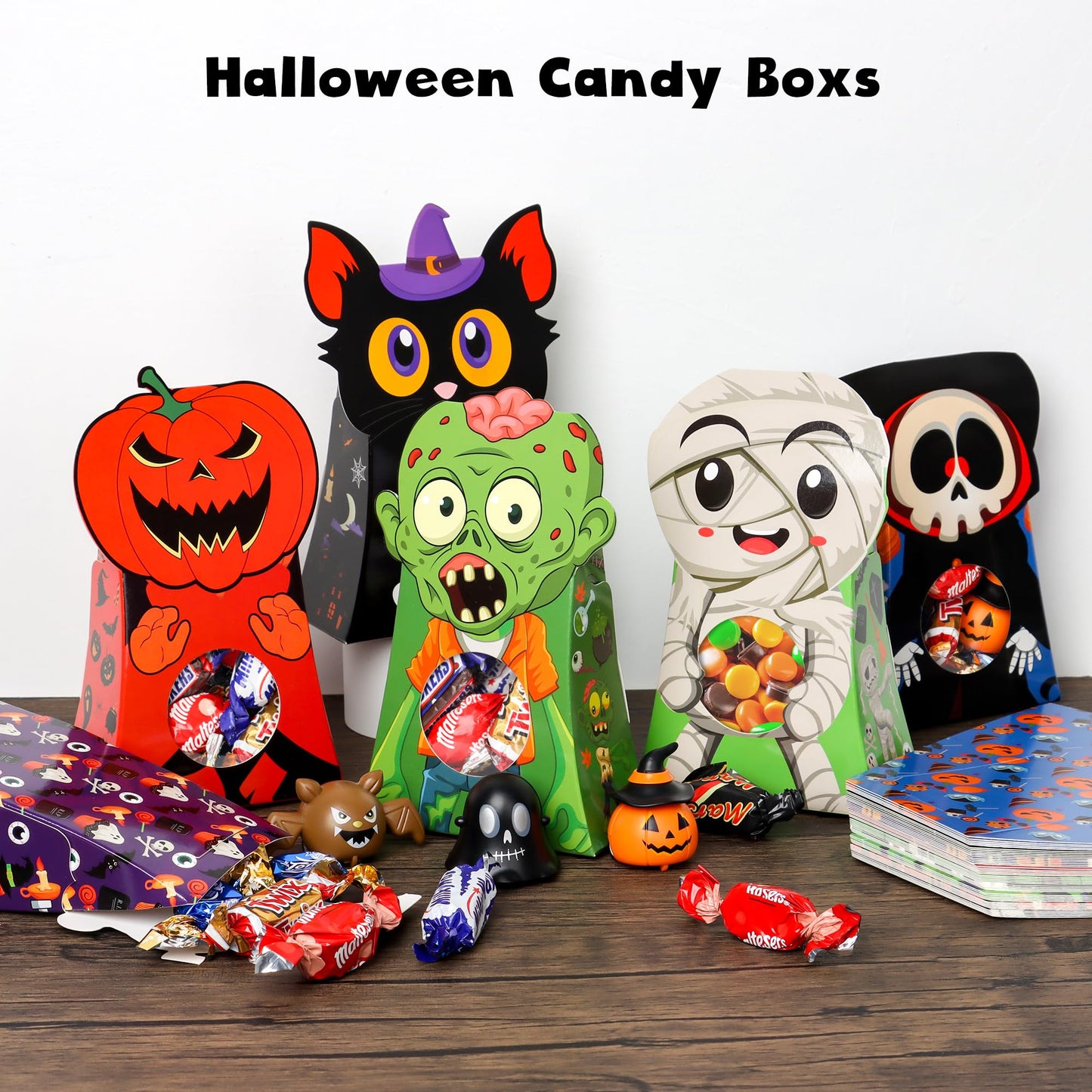 Giiffu 54Pcs Halloween Treat Boxes with Window 6x4x2 Inch