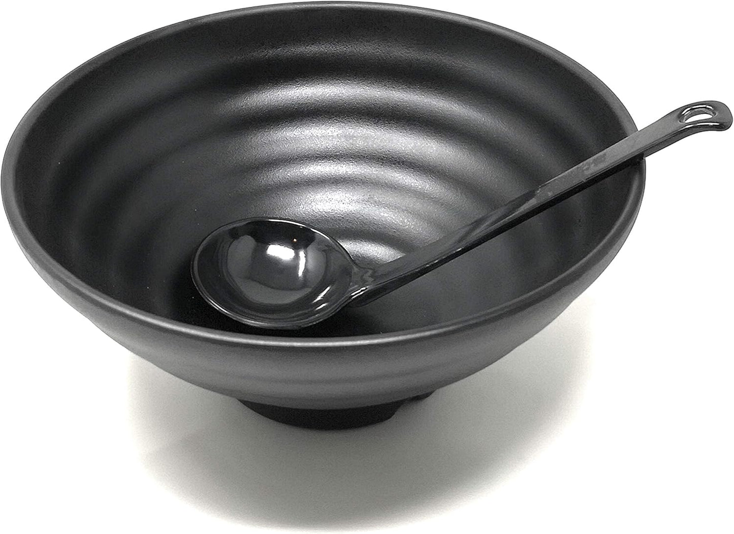 ASIAN HOME Black Melamine Long Handle Spoons for Ramen, Soup, Hot Pot, Mixing, Stirring, 8.25 Inches (2 Spoons)