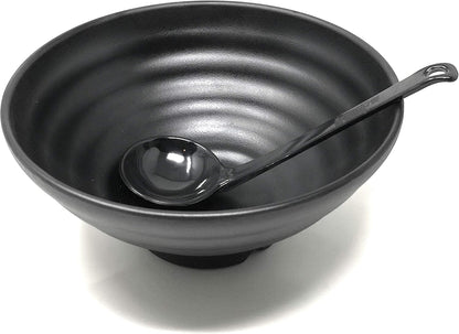 ASIAN HOME Black Melamine Long Handle Spoons for Ramen, Soup, Hot Pot, Mixing, Stirring, 8.25 Inches (2 Spoons)