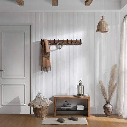 SKOLOO Rustic Large Coat Rack Wall Mount-38.6'' Long Coat Rack for Wall, Wood Coat Rack Hook, Farmhouse Coat Hanger Wall Mount for Hanging Jacket Coat