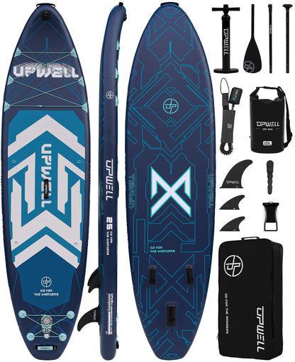 UPWELL 11'6"×35" Extra Wide Inflatable Paddle Board, Stand Up Paddle Board, Sup Paddle Boards for Adults, Chipmech Blue