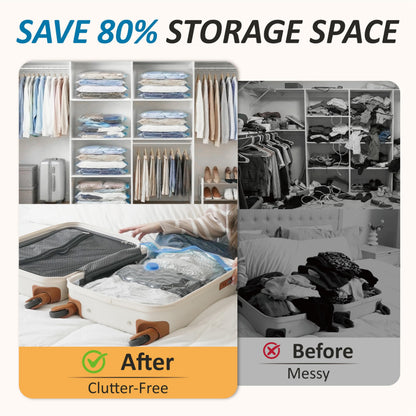 Cozy Essential Vacuum Storage Bags, 80% Compression Vacuum Seal Space Saver Plastic Packaging Bags for Clothes, Blankets, Pillow, Bedding, Comforters, Sealer Clothing Storage,20 Combo