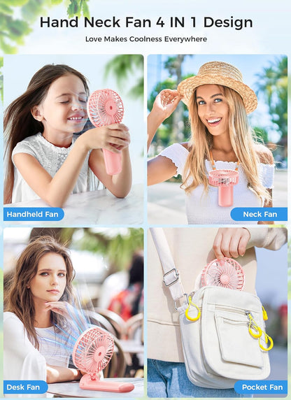 JZCreater Mini Handheld Fan, Portable 15H Cooling Fan, Quiet 4 Speed USB Rechargeable Desk Fan for Travel, Outdoor, Home